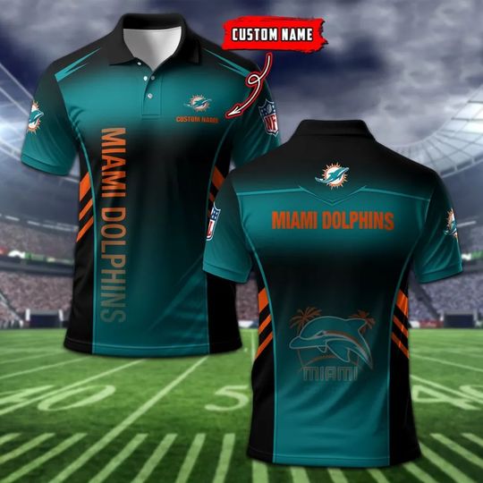 Miami Dolphins Personalized Men Polo Shirt