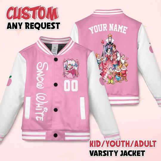 Discover Custom Snow White Valentine Varsity Jacket, Disney  Snow White Jacket, Disney Baseball Fan Lover Gift