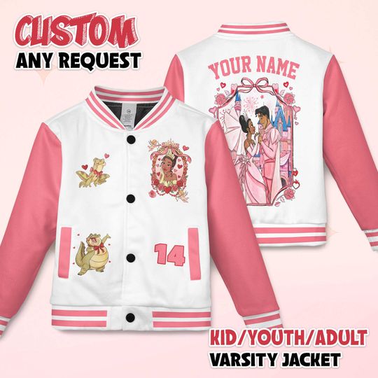 Discover Custom The Princess and the Frog Valentine Varsity Jacket, Disney Tiana Princess Jacket, Disney Baseball Fan Lover Gift