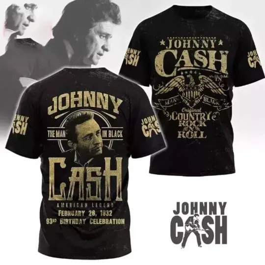 Johnny Cash rock and roll tour 2025 T-shirt 3D