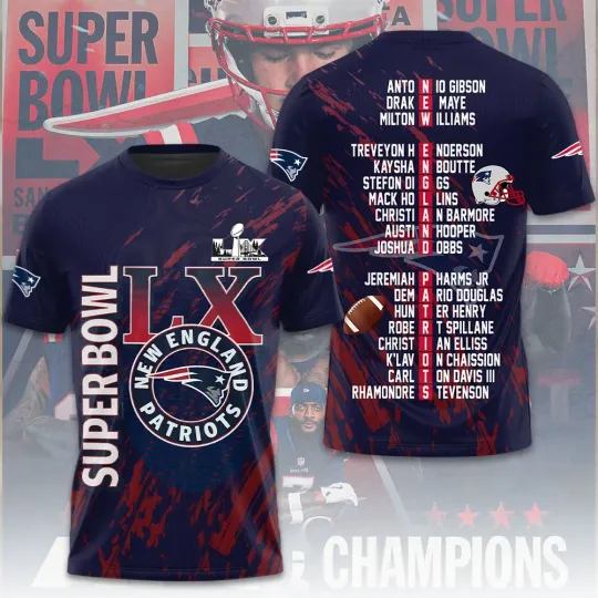 Discover New England Patriot 2025 Champions 3D Shirt