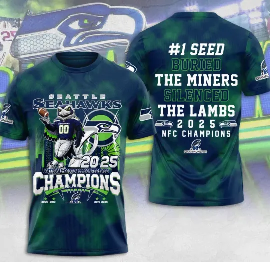 Discover Seattle1 Seahaw-K 2025 Champions Unisex 3D T-Shirt