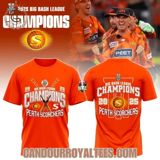 Discover Perth Scorchers 2025 Big Bash League Champions 3D Shirt