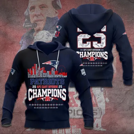 Discover Patriots 2025 Champions 3D Apparel Hoodie