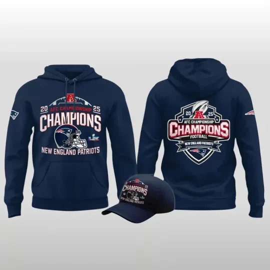 Discover NE Patriots AFC Conference Champions 3D Hoodie Shirt Cap Set