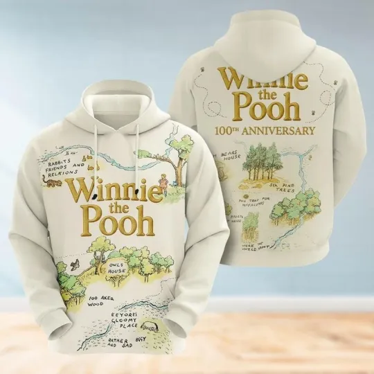Discover Winnie The Pooh Hundred Acre Wood 100th Anniversary Hoodie 3D Printed