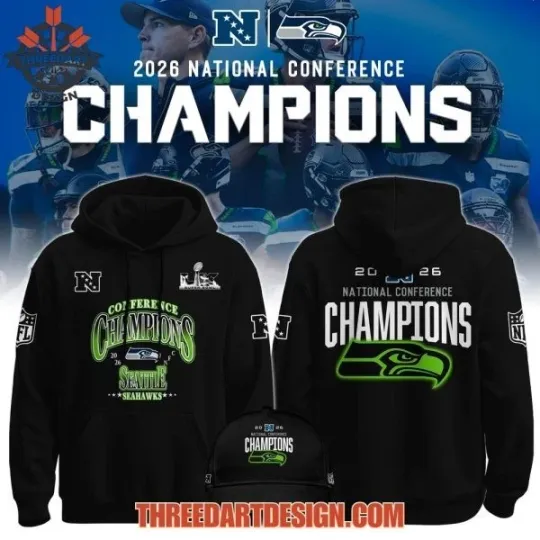 (NO CAP) 2026 Conference Champions Seahawks Hoodie 3D