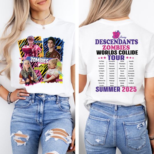 Discover Disney Descendants Zombies Worlds Collide Tour Summer 2026 T-Shirt