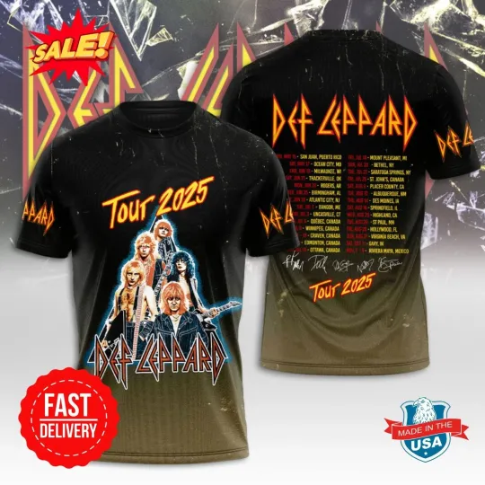 Def Leppard Tour 2025 3D T-shirt