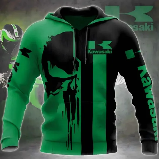 Discover Kawasaki Motorcycle Hoodie Men’s Streetwear Sweatshirt