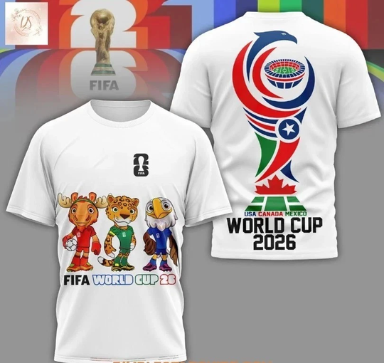 World Cup 2026 White 3D T-Shirt