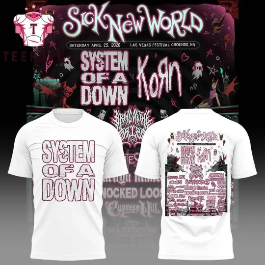 SYSTEM OF DOWN Tour 2026 SICK NEW WORLD 3D T Shirt
