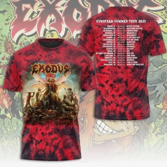 Discover EXODUS BAND EUROPEAN Summer Tour 2025 3D T-Shirt