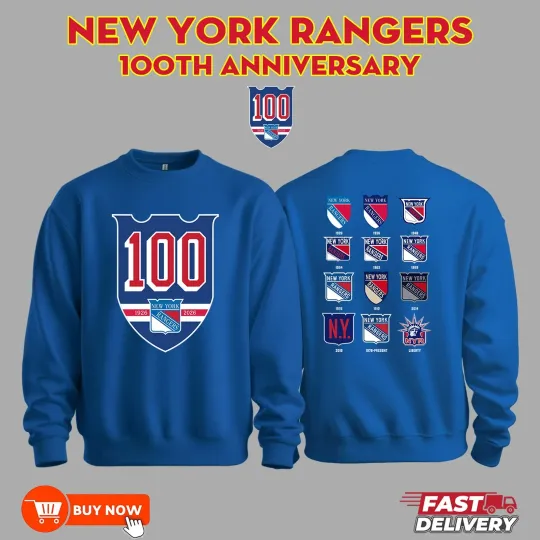 New York Rangers 100th Anniversary 1926-2026 Sweatshirt
