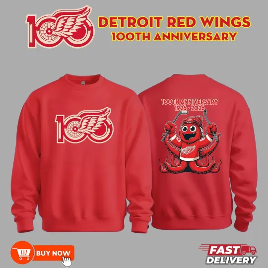 Discover Detroit Red Wings 100th Anniversary Two Sided Sweatshirt