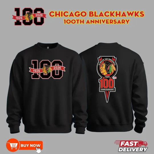 Chicago Blackhawks 100th Anniversary 2Sided Sweatshirt