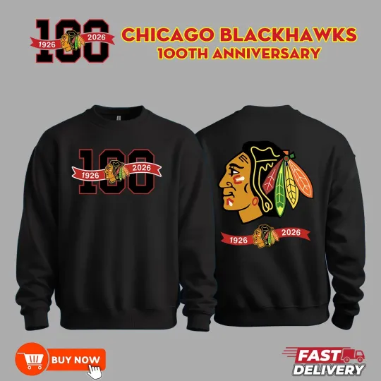 Chicago Blackhawks 100th Anniversary TwoSided Sweatshirt