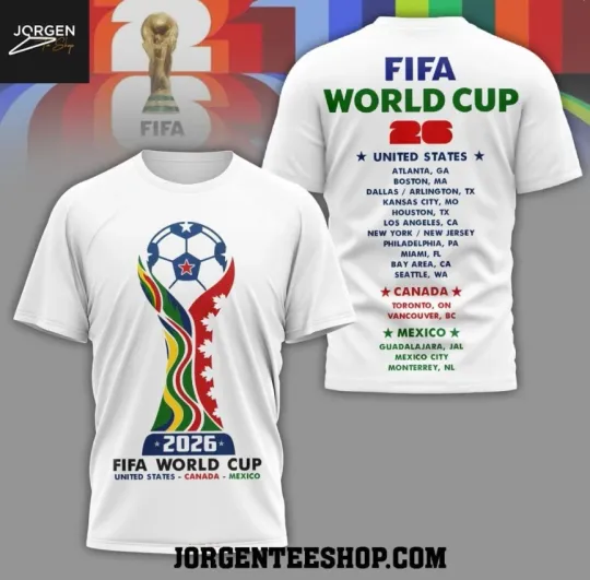 NEW World Cup 2026 White 3D T-Shirt  Vintage Trend S-5XL