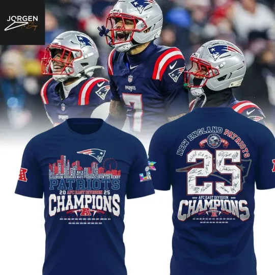 Discover New England Patriot 2025 East Division Champions 3D Shirt