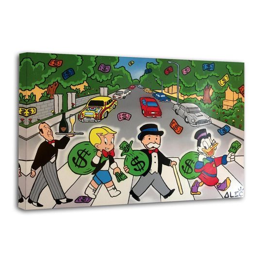 Discover Alec Monopolys Sidewalk Richie Rich Dollar Painting On Canvas Wall Art Poster Picture Print Living Room Walls Decor Home Posters