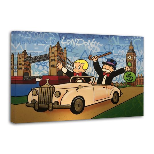 Discover Alec Monopolys Man And Richie-Rich In London Painting On Canvas Wall Art Poster Picture Print Living Room Walls Decor Home Posters