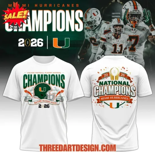 Miami Hurricane Champions 2026 3D T-Shirt