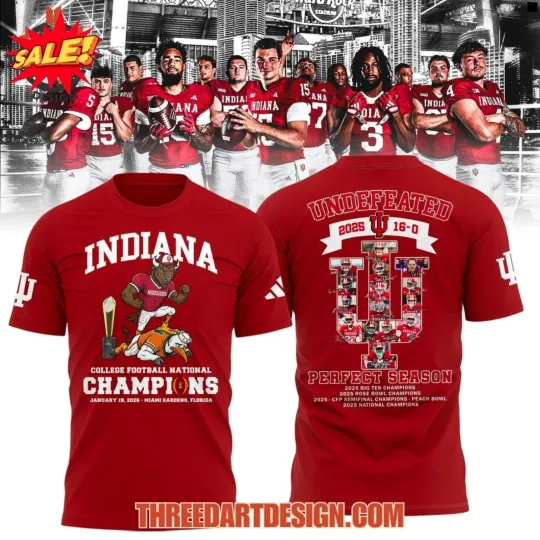 Discover Indiana Hosiers CFP National Champions 2026 3D T-Shirt