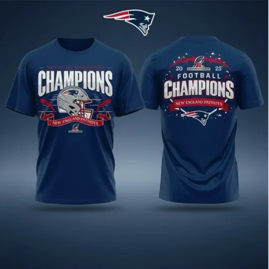 New England 2025-26 AFC Championship Champions Helmet TShirt