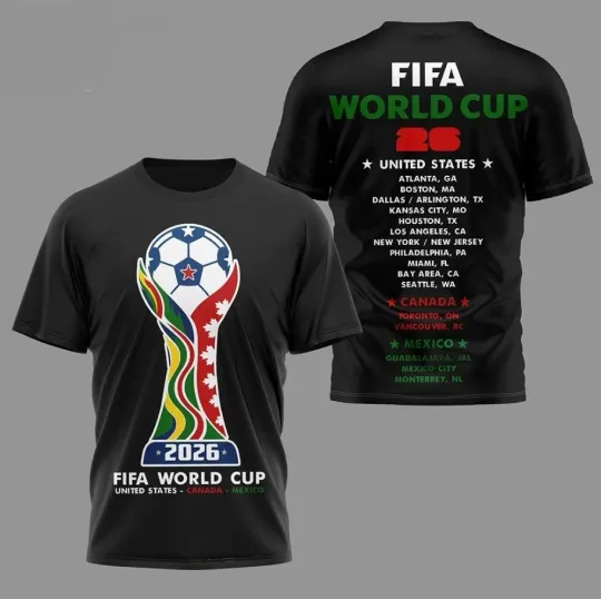 Fifa World Cup 2026 United States Canada Mexico Host Cities 3D T-Shirt