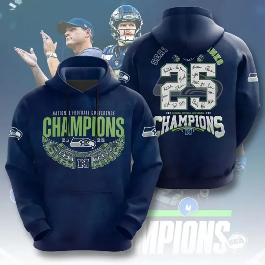 Discover Seahawks 2025 Champions 3D Hoodie