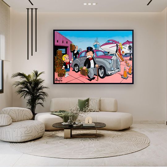 Alec Monopoly Canvas, Luxury Lifestyle Pop Art, Richie Rich Money Wall Art