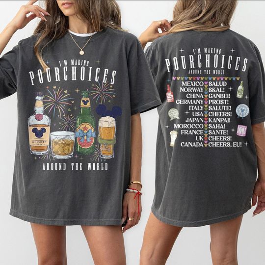 Discover Retro Im Making Pour Choices Around the World Shirts, Epcot Drinking Tee, Disney Epcot World Tour Family Vacation 2026, Disney Epcot Shirts