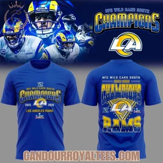 Discover Los Angeles Ram NFC Wild Card South Champions 2025-2026 T-Shirt