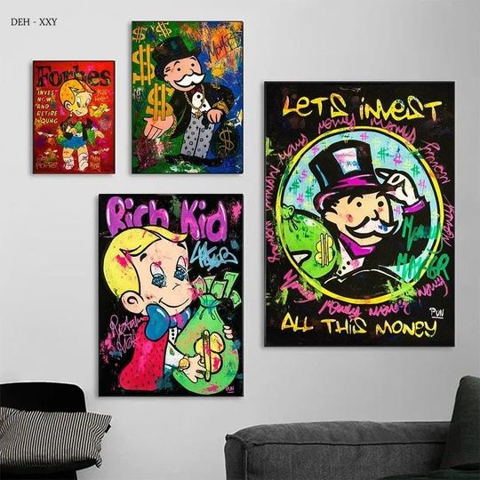 Street Graffiti Monopoly Wall Art Poster for Kids Home Decor