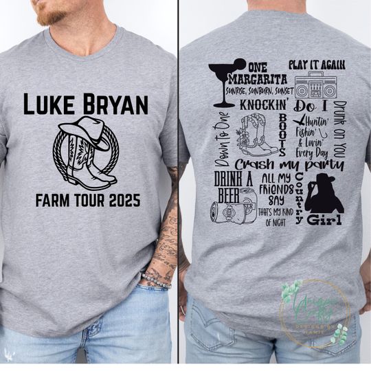 Luke Bryan Farm Tour 2025 Double Sided T Shirt