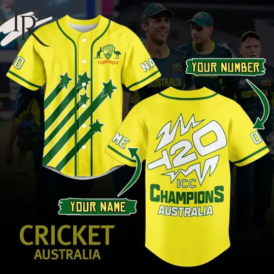 Discover Cricket Australia T20 ICC Champions Custom Baseball Jersey