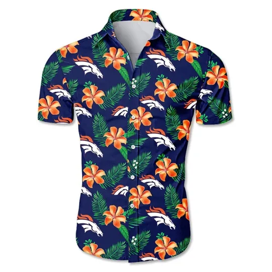 Discover Personalized Denver Football Broncoss Team Hawaiian Shirt Short Sleeve Adult