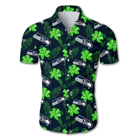Discover Personalized Seattle Football Seahawkss Team Hawaiian Shirt Short Sleeve Adult
