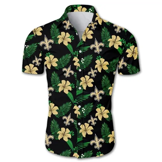 Discover Personalized New Orleans Football Saintss Team Hawaiian Shirt Short Sleeve Adult