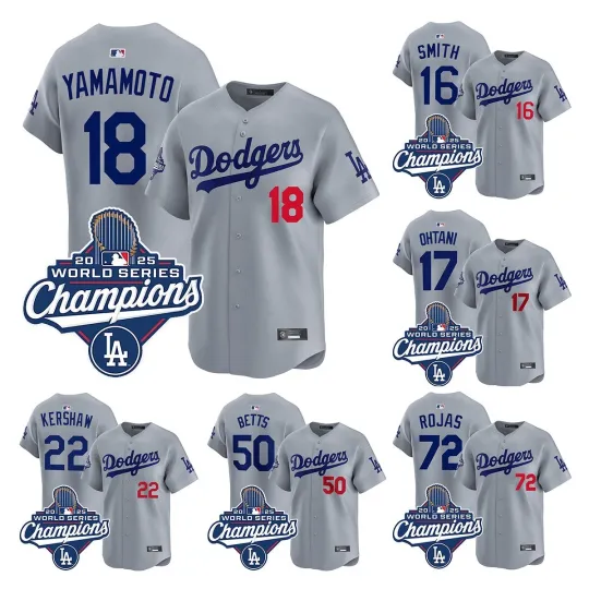 Discover Men's Dodgersss Grey 2025 World Series Champions Jersey S-3XL