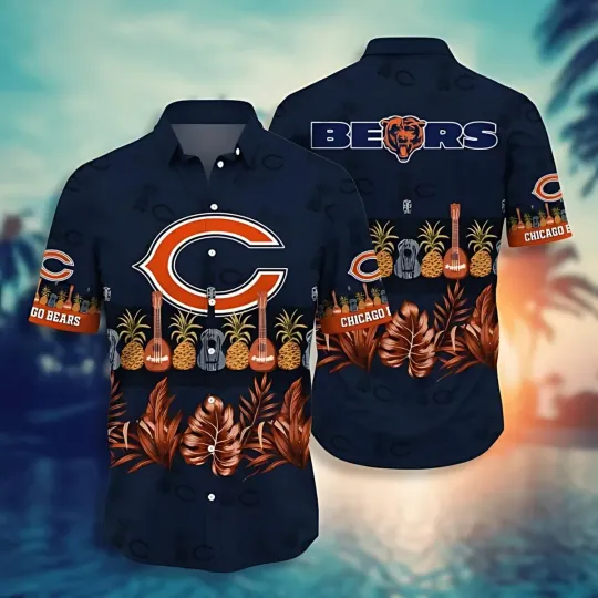 Discover Chicago Bears Guitar Pineapple In Dark Blue Haw, Gift For Fans