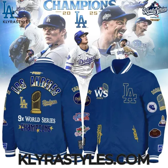Los Angeles Dodgers 2025 World Series Champions Blue Baseball Jacket