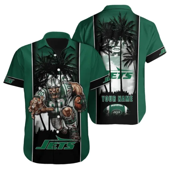 Discover New York Team Jet Hawaiian Shirt with Palm Tree and Tropical Design