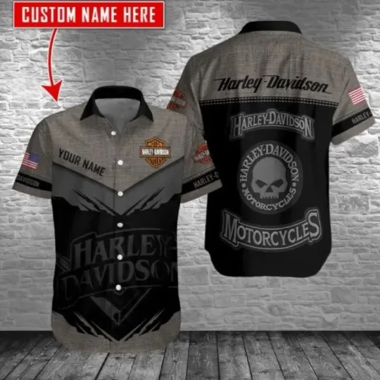 Discover Personalized Harley Motor Racing Davidson Casual Button-Down Shirt