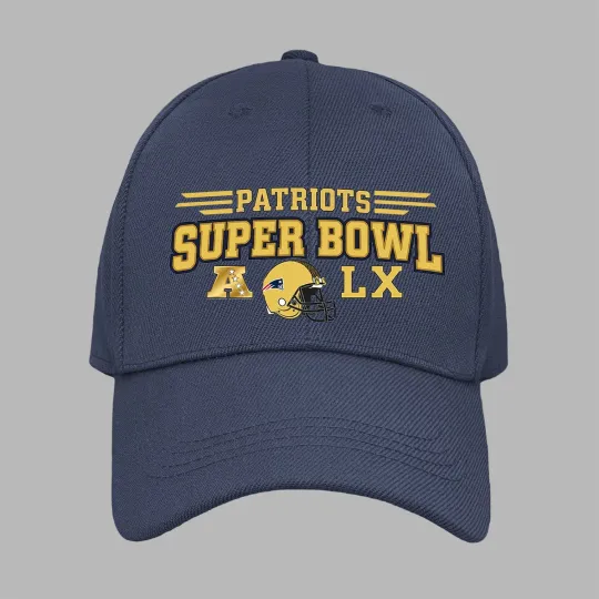 Discover New England Patriots Super Bowl LX Champions 2026 Baseball Cap