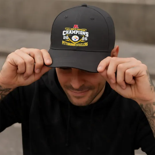 Discover Pittsburgh Steeler 2025-26 AFC North Division Champions Baseball Cap
