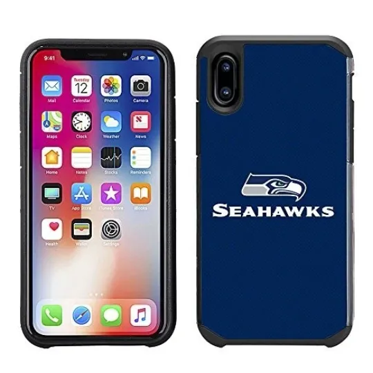 football Licensed Case for iPhone X Seattle Seahawks - Slim Lightweight Blue/Black