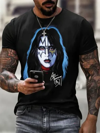 Discover Kiss Rock Commemorative T-Shirt Ace Frehley Signature Black