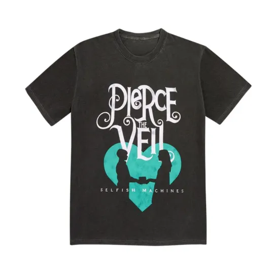 Pierce the Veil Selfish Machines Logo Heart Black T-Shirt
