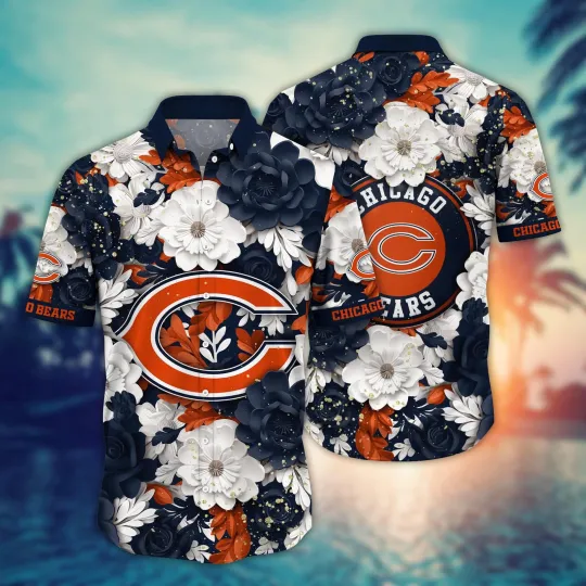 Chicago Bears Blooming Pride Hawaiian, Gift For Fans, Gift For Friends